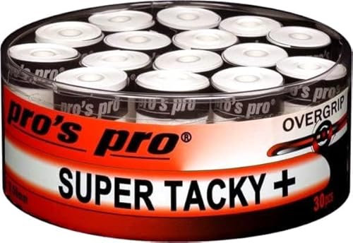 Generisch Pro's Pro 30 STK. Super Tacky Plus Overgrip - für Tennis, Badminton, Padel, Squash - Griffband (Weiß)
