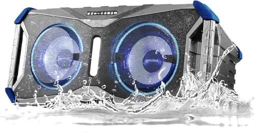 Gemini Sound SoundSplash 400W Floating Waterproof Wireless Bluetooth Speaker, LED Light Show, Dual 8” Woofers & NFC Pairing - Perfect for Pool Parties, Beach, Travel & Home Fun (Gray/Blue)