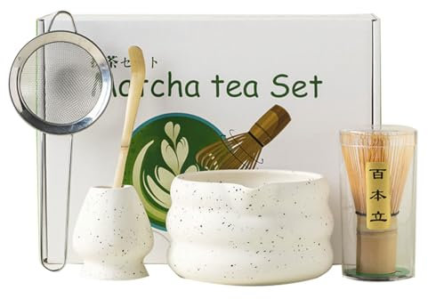 Zixrmor Premium Matcha Set – Matcha Schale, Bambusbesen und Matcha-Löffel Filterlöffel Matcha Set– Vollständiges Matcha Tea Set für Traditionelle Japanische Teezeremonie
