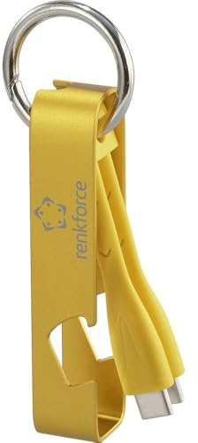 Renkforce USB-Kabel USB 2.0 USB-C® Stecker 0.15 m Gelb Schlüsselanhänger, Flaschenöffner RF-6721082