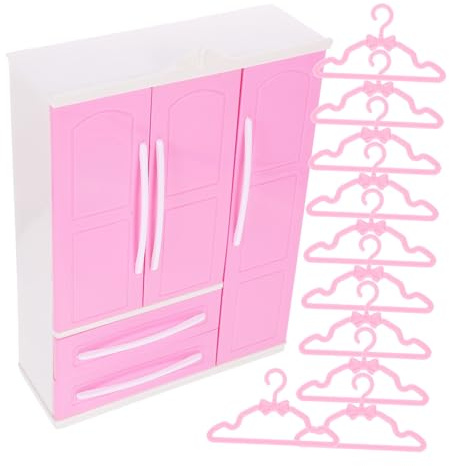 Gatuida Miniature Dressing Armoire avec Cintres pour Vêtements de Poupée Accessoires Maison Poupée pour Jeu Parent-garçon Fille
