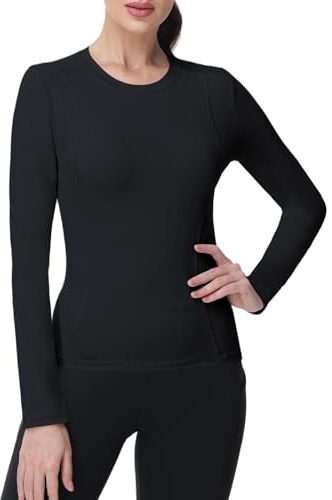 Towintec T-Shirts de Sport Femme, Longues Manche Haut Sport Respirant,Vetement Léger Fonctionnel Tee Shirt, Tops Séchage Rapide Col Rond pour Running Fitness Yoga