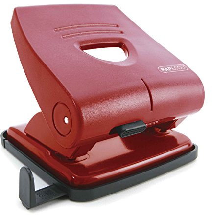 Rapesco PF827PR2 Perforadora de 2 Agujeros 827-P, Capacidad para 30 Hojas, Rojo