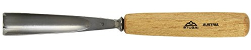 STUBAI Gerades Hohleisen 25 mm | einseitig geschliffen, Serie 55, Stich 9 | präzises Schnitzwerkzeug für Figuren, Konturen & Holzdesign | langlebige Profiqualität