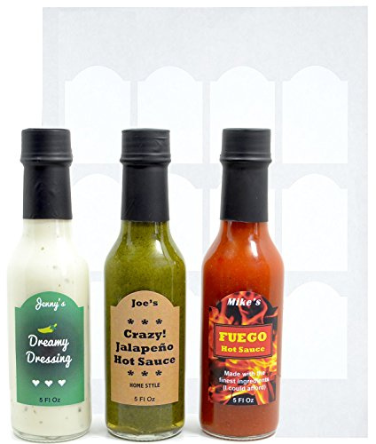 nicebottles Decorative Labels for Hot Sauce Bottles - 120 Blank Hot Sauce Labels, Perfect for 5oz Woozy