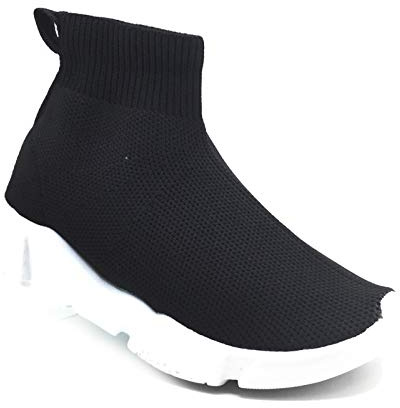Toocool - Zapatos Niña Calcetín Perlas Deportes Tejido Elástico Zapatillas Deportivas 963B, Negro Sin Perlas, 27 EU