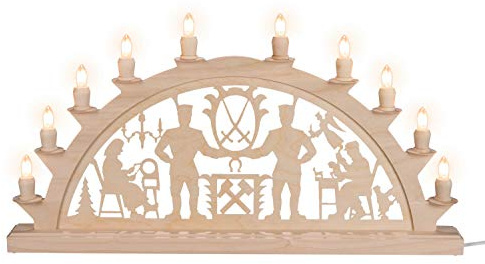 Nestler-Seiffen Schwibbogen Schwarzenberger Erzgebirge mit 10 Kerzen, 60 cm, Original Seiffen Lichterbogen