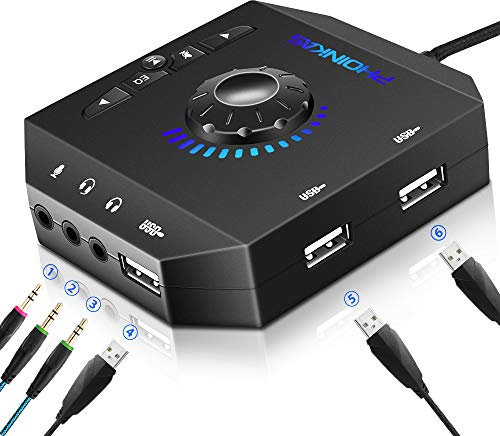 PHOINIKAS Scheda Audio Esterna, Adattatore Microfono USB con Jack per Cuffie da 3,5 mm, Controllo Volume, Riproduzione plug-in Scheda Audio Stereo, per Windows, Mac, Linux, PC, laptop, desktop