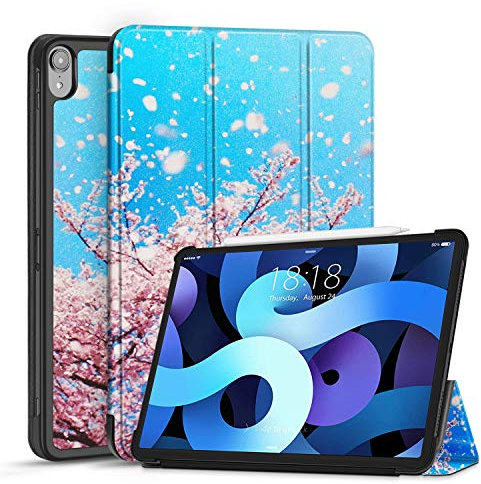 TNP iPad Air 4 Hülle für iPad Air 4. Generation Modell 2020-10,9 Zoll, dünner und leichtgewichtiger Schutzhülle, iPad Air Case, mit Auto Schlaf/Wach Funktion, PU-Leder Cover, Kirschblüten