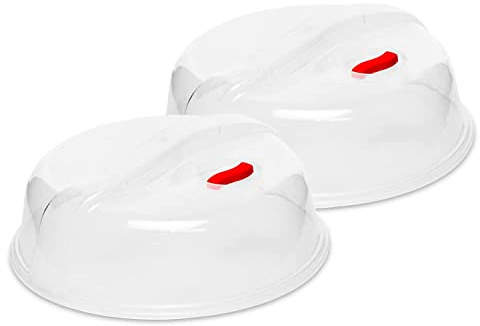 DecorRack 2 Microwave Plate Covers With Vents and Easy Grip for Warming Food, Perfect for Bowls, Pans, Trays, Microwaveable Lid Cover Cooker for Kitchen BPA Free 10 Inch Random Vent Color (2 Pack)