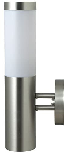 Novatool Wandleuchte I Edelstahl IP44 I E27 Sockel I 7,8x14,5x36 cm I Außenlampe Außenleuchte Garten Wandlampe Wandstrahler Außen Außenbeleuchtung Lampe Außenbereich Lampe außen Wand
