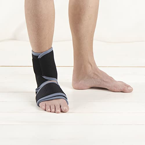 SANICO Knöchelbandage - Elastische Fußbandage mit Kompression - Orthopädische Neopren-Bandage für Stabilität, Entlastung, Blutzirkulation - Beidseitig, atmungsaktiv - 13 x 0,3 x 25 cm
