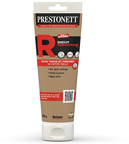 Enduit de Rebouchage Blanc PRESTONETT R en Pâte en Tube 330 G pour Intérieur et Extérieur