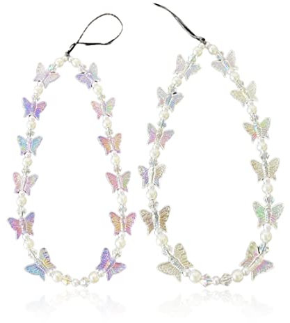 XPEX Paquete de 2 Cadenas de teléfono con Cuentas, cordón de teléfono con función antipérdida y antipérdida, Colgante de Caja de teléfono con Cadena para Cualquier teléfono Inteligente