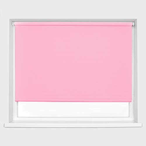 Pink Blackout Roller Blinds Thermal Blackout Material Metal Brackets & FIttings 25mm Roller Tube Easy Fit Child Safe Bedroom Office60cm Width x 160cm Length