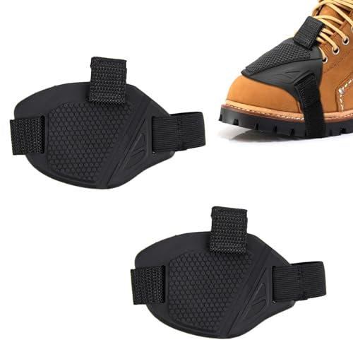 VireEyU Set di 2 protezioni per scarpe da moto, protezione per il cambio per stivali, copertura del cambio antiscivolo, copriscarpe universali, protezione per la guida in moto, Nero