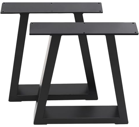 FUKEA Patas de mesa de metal, 2 unidades, forma trapezoidal, color negro, estructura de mesa, patas para muebles, para escritorio, mesa de café, mesa de comedor, banco, 35 x 40 cm