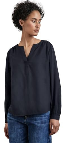 Street One Damen A345112 Tunika Bluse In Unifarbe, Dark Blue, 40 EU