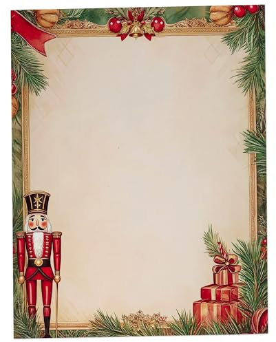 Vintage Nutcracker Christmas Stationary Paper 8.5 x 11-60 Sheets Holiday Letter Paper