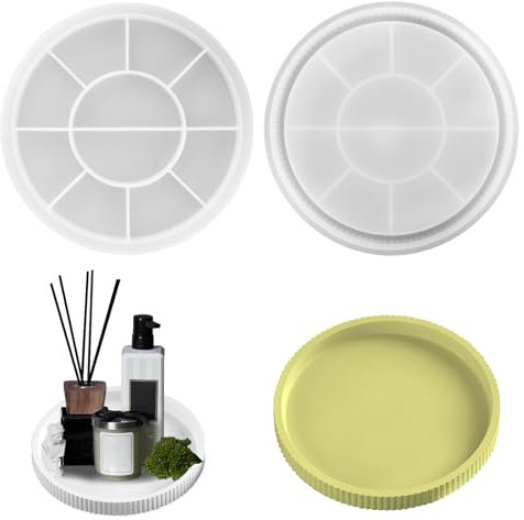 VMUTGA Molde Silicona Resina, 22.5cm Bandeja Moldes de Silicona Redonda Molde Redondo de Resina Epoxi Molde Resina de Bandeja Grande para Bricolaje Manualidades Posavasos Hogar Decoración