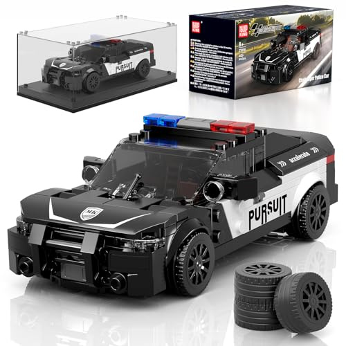 Mould King 27098 Technique Speed Champion Supercar de sport Kit de blocs de construction voiture de police avec boîte en acrylique Cadeau pour adultes et adolescents (443 pièces)