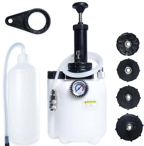 RIODEMBO 3L Dispositivo Manual para purgar Frenos de automóviles con Botella purgadora de Frenos de 1L y 4 adaptadores purgadores de Frenos compatibles con Chrysler, Dodge, Jeep, Nissan, Ford, etc.
