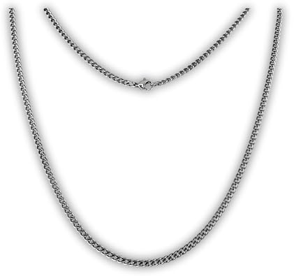 Lunara Atelier Collar 100% puro TITANIO, cadena cubana de 2,8 mm, 100% puro TITANIO, para pieles sensibles, hipoalergénico, sencillo y robusto (16'' ~ 40,5 cm)