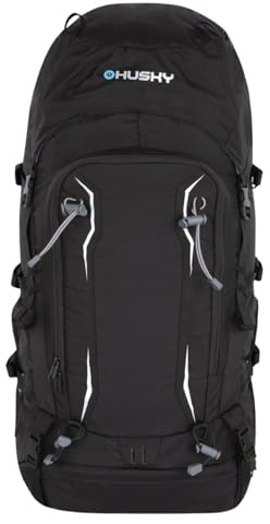 Husky Mochila de expedición de 70 l, ultraligera y resistente, con sistema de espalda ajustable, mucho espacio de almacenamiento y funda para lluvia para aventuras y viajes, Negro , 70L
