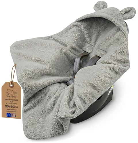 Omlottningsfilt Bilbarnstol Bebis boucle boucle - Vintersovsäck Åkpåse Barnvagn Tillbehör Nyfödd Småbarn Varm Mjuk Oeko-Tex certifikat Ljusgrå