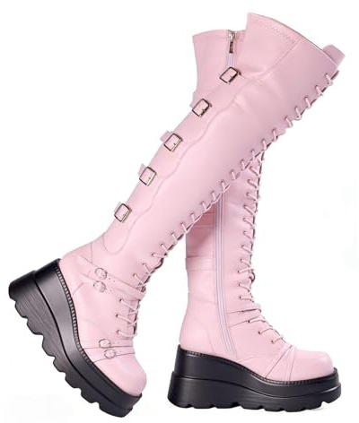 Gothniero Pink Knee High Boots Size 4.5UK/37EU