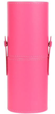 WEKADRIN Seau à Pinceaux de Maquillage Petit Format en PU Rose Fuchsia Couvercle Anti-poussière, Contenant Cosmétique Portable pour Rangement Bureau et Salle de Bain