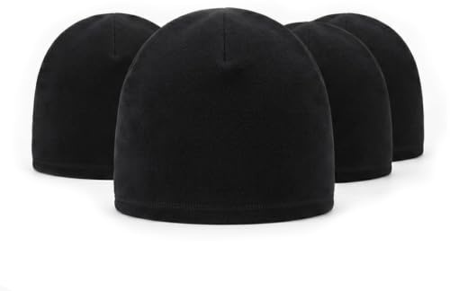 Bonnet en Satin Cheveux Nuit Homme Femme, Durag Respirant Extensible pour Cyclisme, Sport, Sommeil, Moto, Casque, Bonnet de Bain Adulte, Noir Classique 4 Pièces