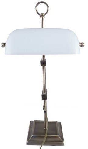 Bankers Lampe, Messing, antik, Opalglasschirm, Höhe 55 cm