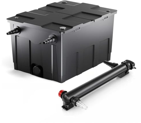 SunSun komplett set: CBF-550 dammfilter upp till 60 000 l dammfiltersystem som flödesfilter, CUV-336 dammklarare UVC-klarare med 36 watt UV-C-effekt