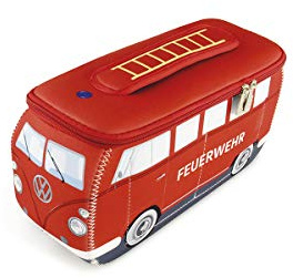 BRISA VW Collection - Trousse en néoprène Universelle pour Maquillage, cosmétiques, Produits d'hygiène, Stylo (Combi T1 Bus) - (Feu/Rouge/Petit)