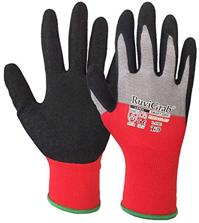Ruvigrab - Guanto supporto in nylon/fibra, rivestimento in lattice ruvido