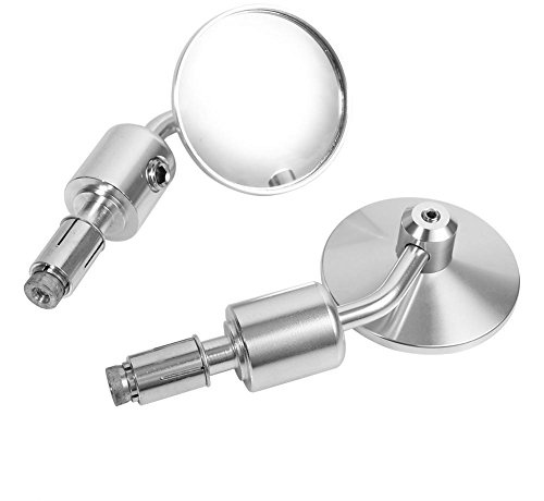 1 par backspeglar f?r motorcykel, universella 7/8 tum runda styrst?ngens ?ndar bakspeglar v?nster + h?ger motorcykelsidospegel (silver). – f?r st?ng?ndspeglar motorcykel bar spegel motorcykel b