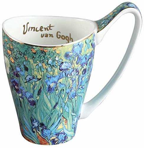YBK Tech Tasse à café en porcelaine anglaise 473 ml – Design inspiré des peintures de Van Gogh (fleur d'iris)