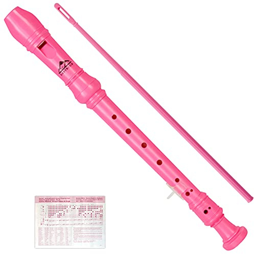 EASTROCK Flauta Escolar, Flauta de Plástico, ABS, Digitación Alemana, para Escuela o Clase de Musica, Soprano para Principiantes,Rosa