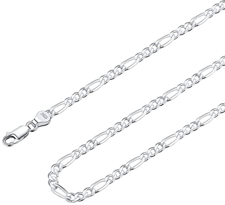 Suplight 925 Sterling Silver Figaro Chain Necklace for Men 18 Inch Men's Chains 3mm Thick Solid Mens Silver Necklace Gift Ideas for Son Husband Father