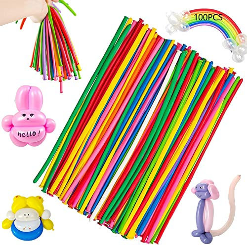Modelleringsballonger, 100 stycken magiska ballonger långa färgglada ballonger färgglada modelleringsballonger kit, gör-det-själv ballong för fest bröllop födelsedag för evenemang dekoration (100)