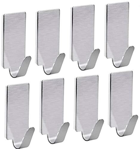 Ganchos Adhesivos para pared – 8 Colgadores de pared adhesivos – Colgador toalla baño, cuadros, trapos de cocina, llaves – Lote de 8 perchas adhesivas