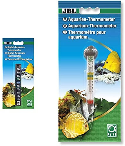 JBL Digitales Aquarien-Thermometer, 1 Stück (1er Pack) & Thermometer mit Saugnapf für Aquarien, Basis