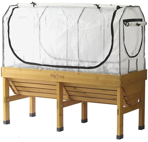 VegTrug Greenhouse Frame & Multi-Cover Set for Classic Medium 1.8m Raised Bed, White - Durable Double Layer Micro Mesh Insect Protective Cover with Steel Frame for Extended Growing Season