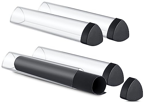 Uiifan 4 Pcs Clear Prism Playmat Tube 15 Inch Black TCG Play Mat Holder Tube Easy in and Out Storage Playmat Case for Card Storage Card Play Mat, Won't Roll Off Surfaces