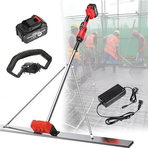 RayGenius Kit Vibratorio para Solado De HormigóN, Herramienta De Acabado De HormigóN De 6000 RPM con Tablero De 120 Cm Alimentado por BateríA Regla De NivelacióN De Superficies,1.8M-1Xbattery