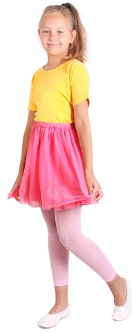 looksy Filles 7/8 Longueur Collants sans Pieds pour Jupe Robe Tunique Leggings Minces pour Petite Dame À La Mode Enfants Ballet Gymnastique École Pantalon Alice, Rosa 110/116 cm (5/6 Ans)
