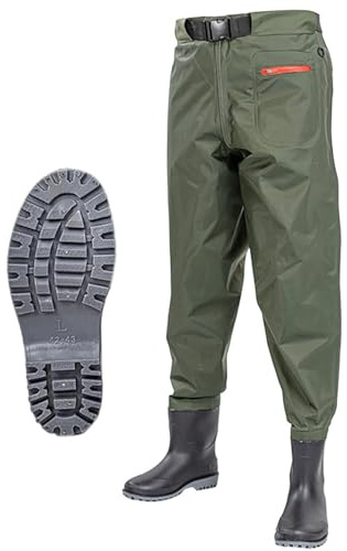 Waist Wading Pants, Hip Waders, Waterproof Outdoor Fishing Hunting Waist Waders with Boots, Wading Shoes for Men and Women,for Fly Fishing,Duck Hunting,Kayaking,C-45