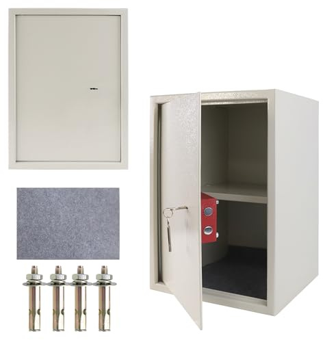 ROSEJANE Tresor Möbeltresor Safe Geldschrank mit Doppelbartschloss, Wandsafe Boden-Wandtresor aus Stahl inkl. 2 Schloss, XL - 35x50x31cm (W x H x D)