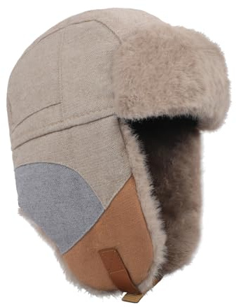 FakeFace Chapka en Fausse Fourrure Femme Homme Chapeau Trappeur d'hiver Chaud Coupe-Vent Bonnet d'aviateur Russe Réglable pour Ski Vélo Extérieur 54-60 CM